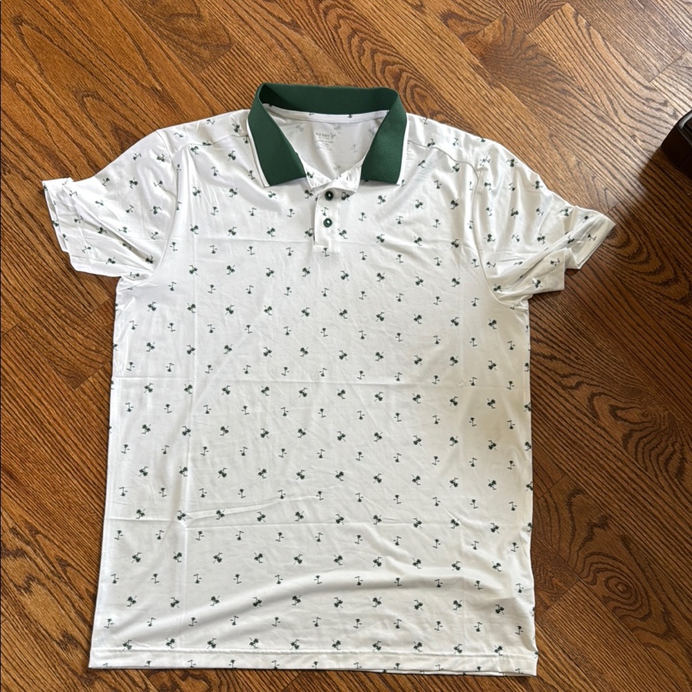 Old Navy White Polo with Green Collar